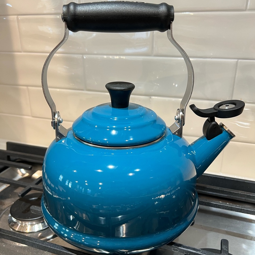 Le Creuset Enamel On Steel Whistling Tea Kettle, 1.7 qt., Deep Teal